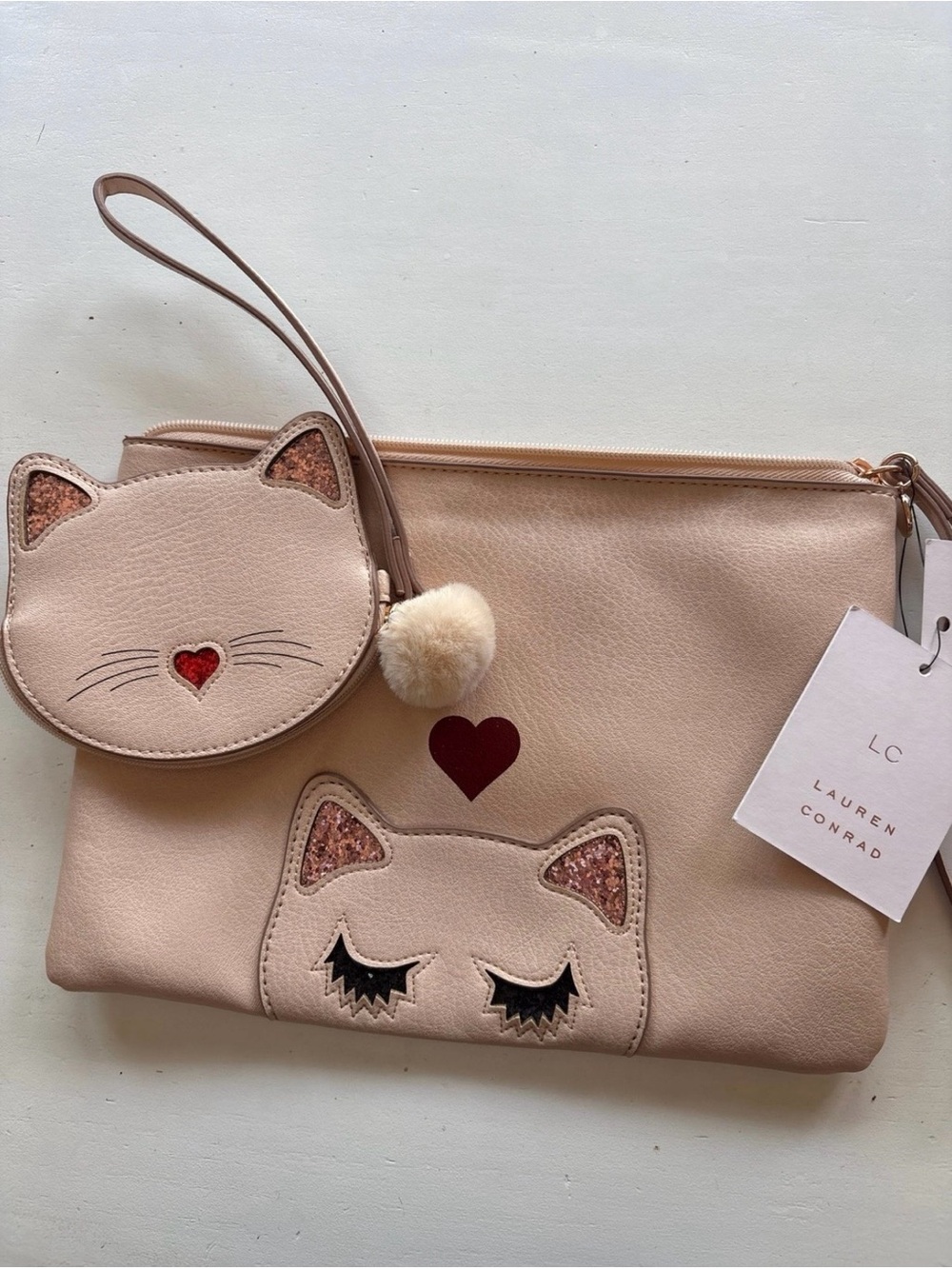 LC Lauren Conrad Cat Face Pouch and Coin Purse NWT